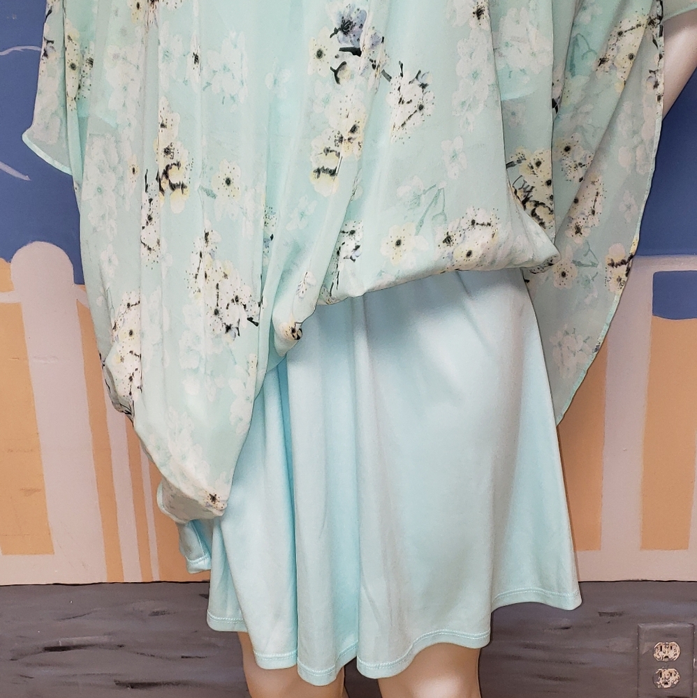 Calvin Klein Floral Cold Shoulder Belted Chiffon Maxi dress - Picture 7 of 15
